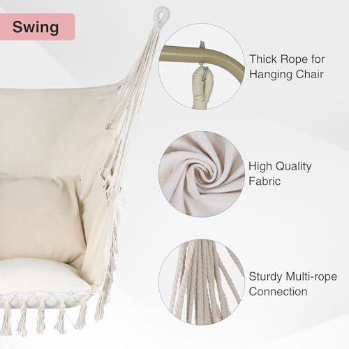 Hammock Chair Stand with Hanging Swing Chair, Heavy Duty Steel, Max Load 330 Lbs J45973