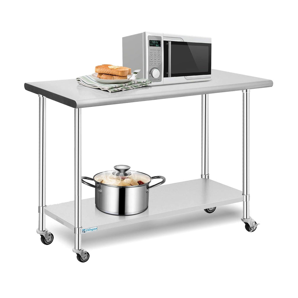 Stainless Steel Table 24x36 Inches with Caster Wheels and Undershelf S834428