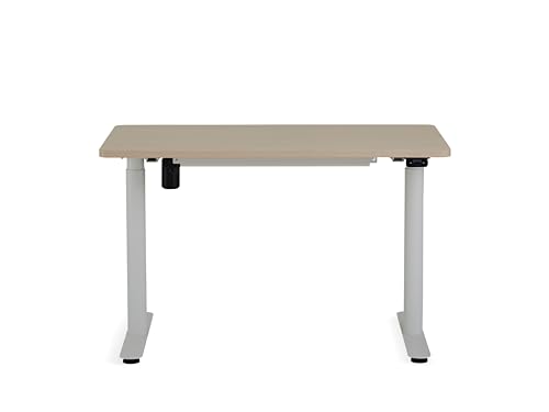 White Base & Light Oak Top Height-Adjustable Desk P910