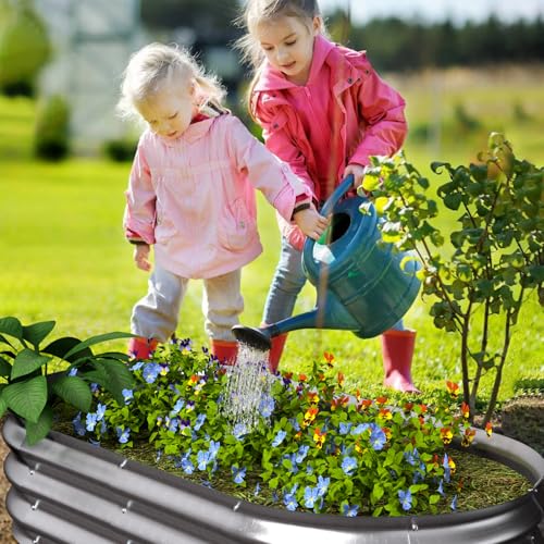 Galvanized Raised Garden Bed Kit, 4x2x1ft Oval Metal Planter B471