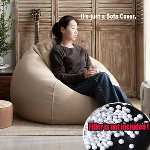 Off-White Cotton Linen Bean Bag Chair Cover, 2.6ft A706