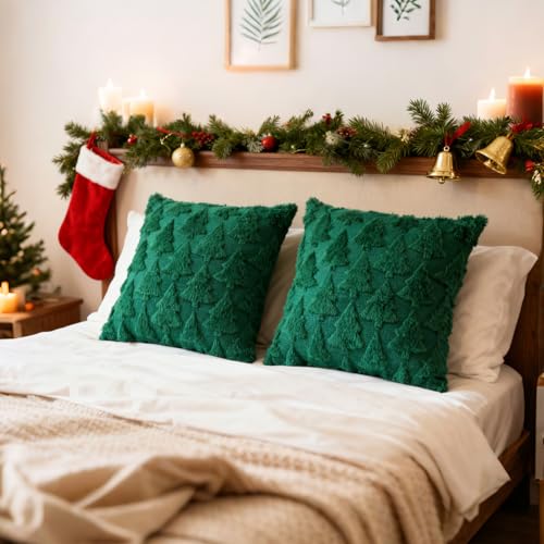 Christmas Tree Pillow Covers 18 x 18 Set of 2 E45321