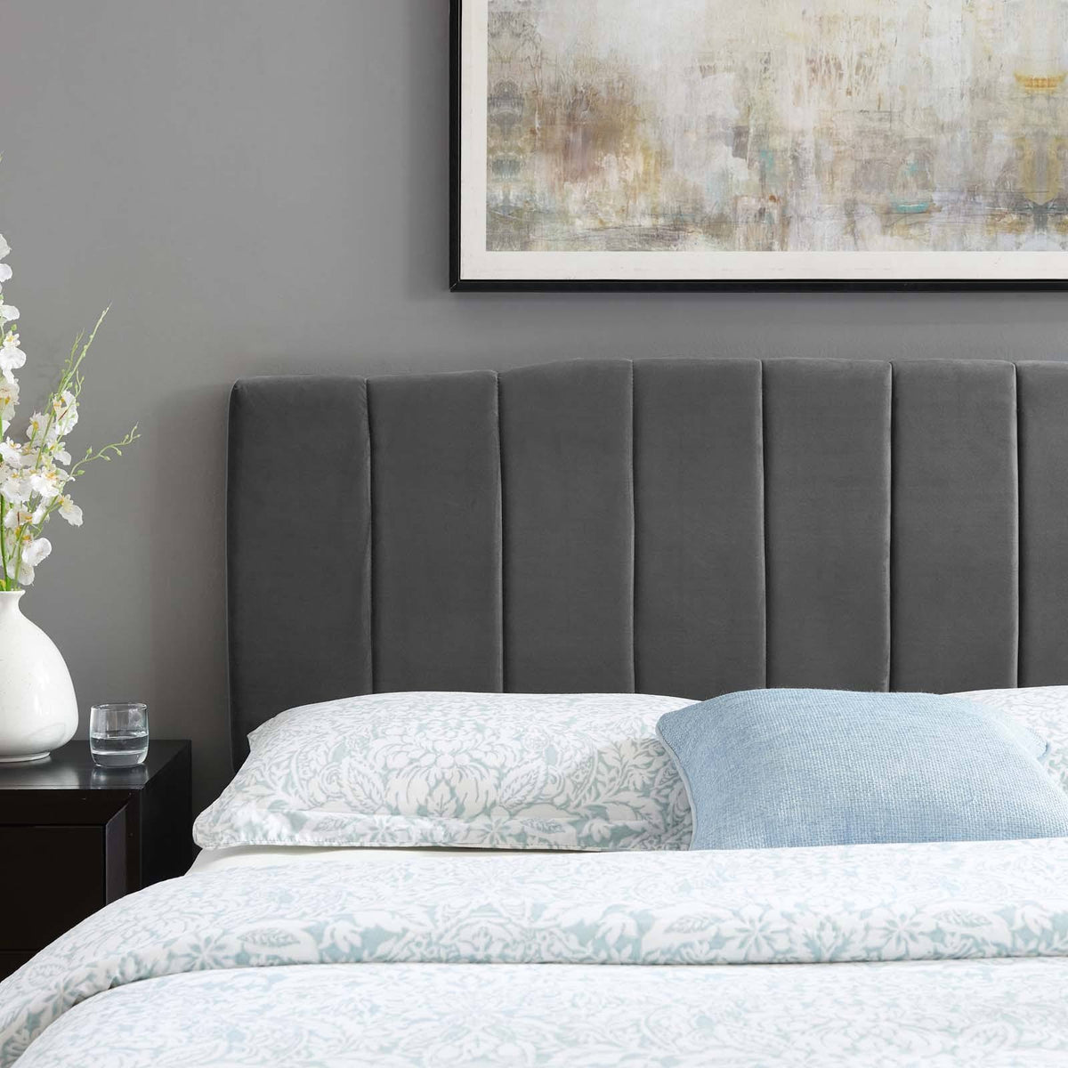 Navy Performance Velvet Full/Queen Headboard L439