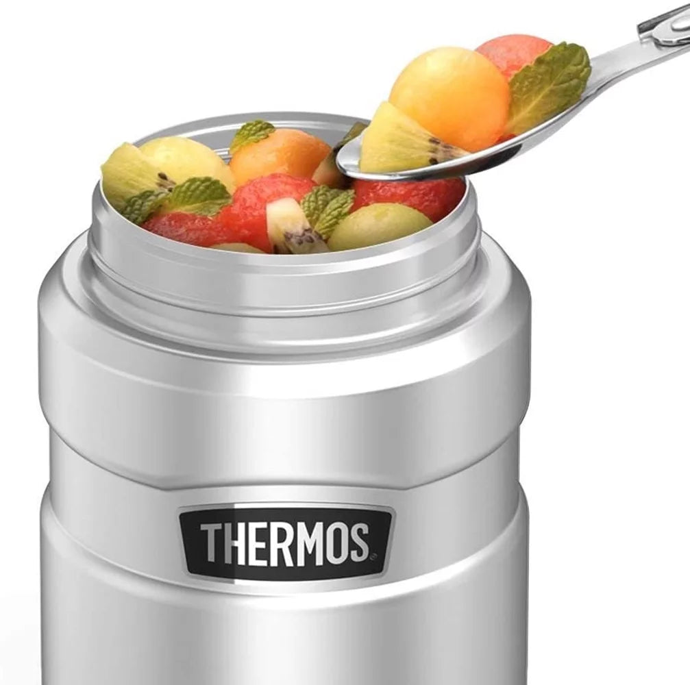 Stainless Steel Food Jar with Folding Spoon, 16oz N9752