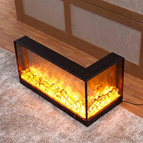 Electric Fireplace L-shaped Corner Decorative Embedded Simulation 3D Flame With Remote Control H499