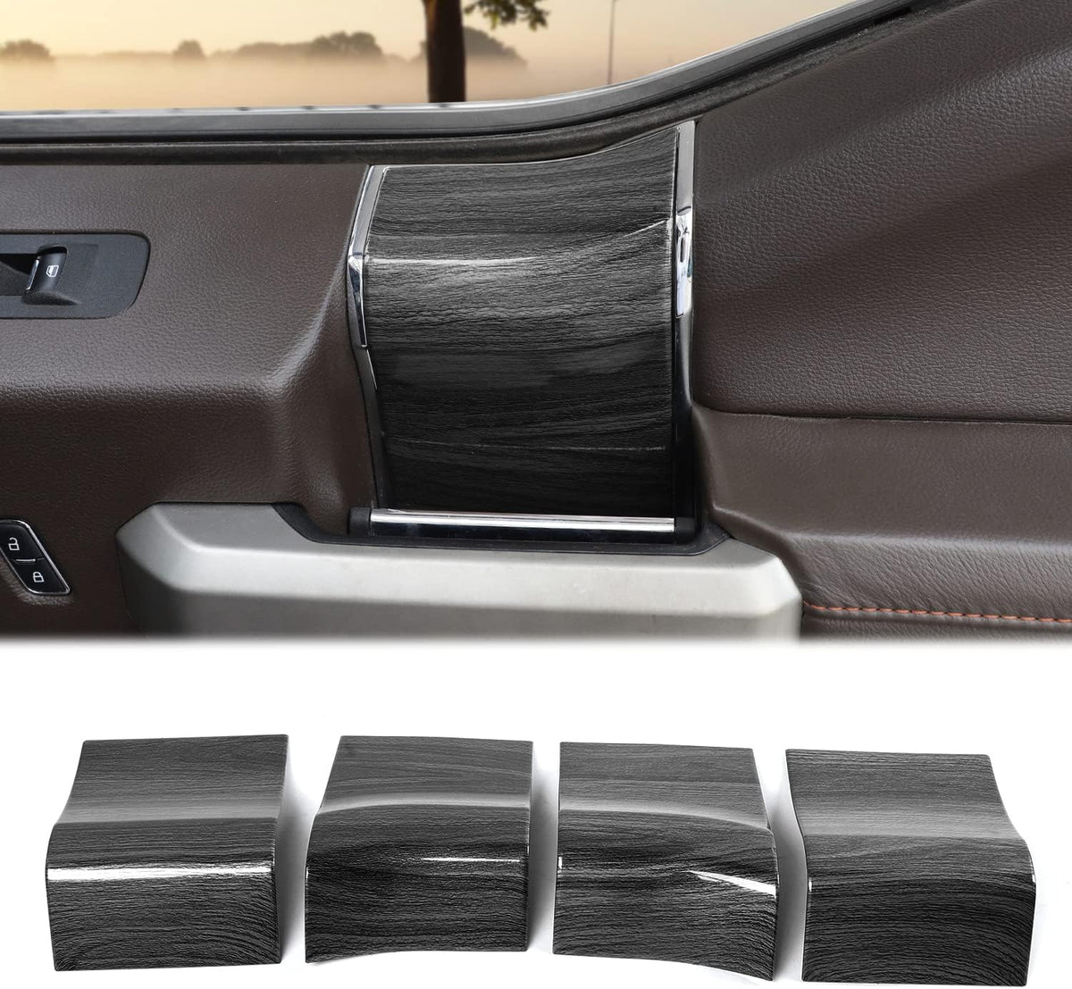 Red Carbon Fiber Interior Door Handle Panel Trim Cover Accessories Pack of 2 S58888