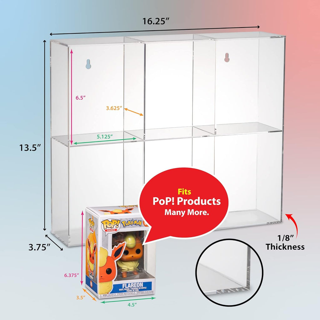 Pack of 2 Acrylic Display Case for 6 Regular Size Funko Pop Boxes I9693