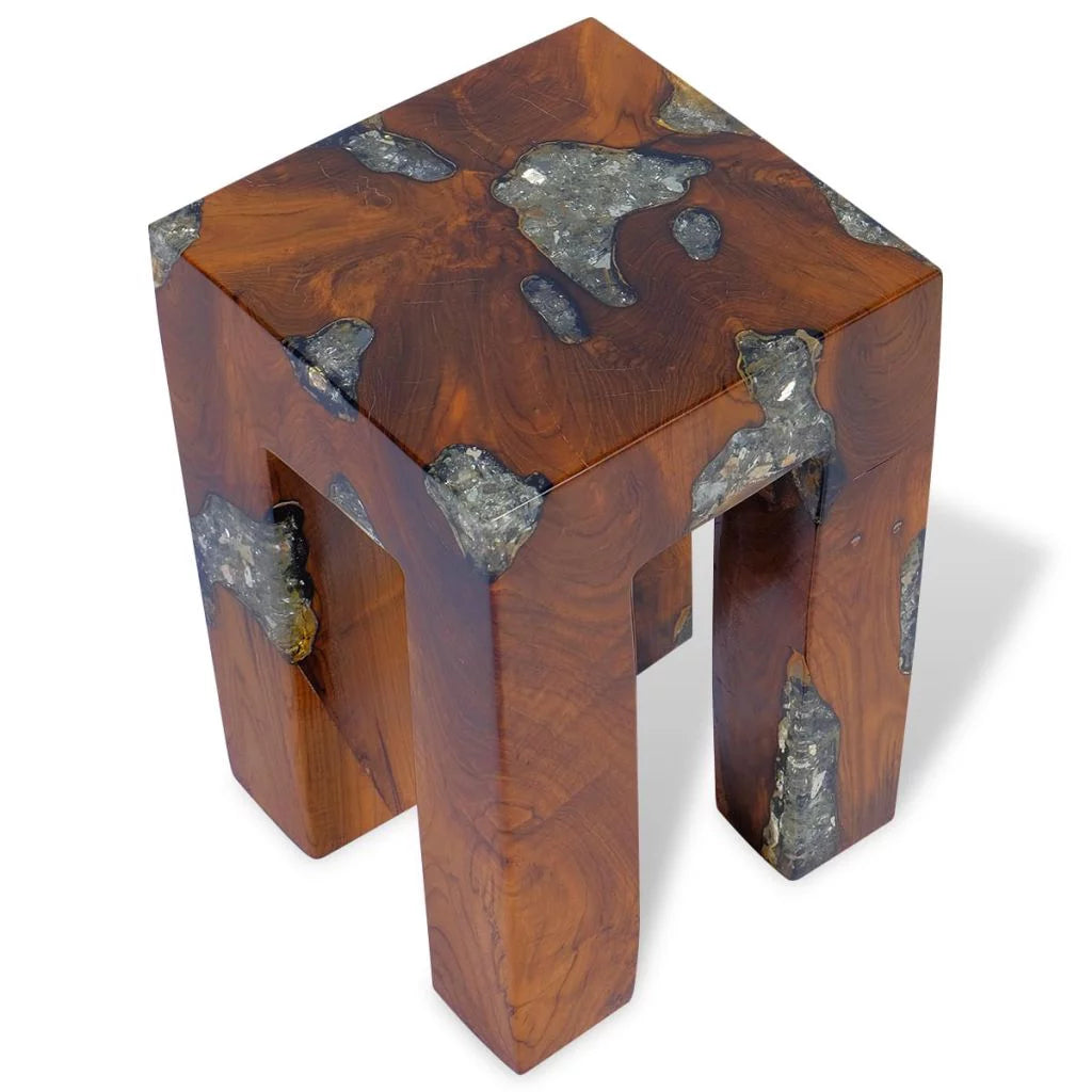 Teak Wood and Resin Stool D62198