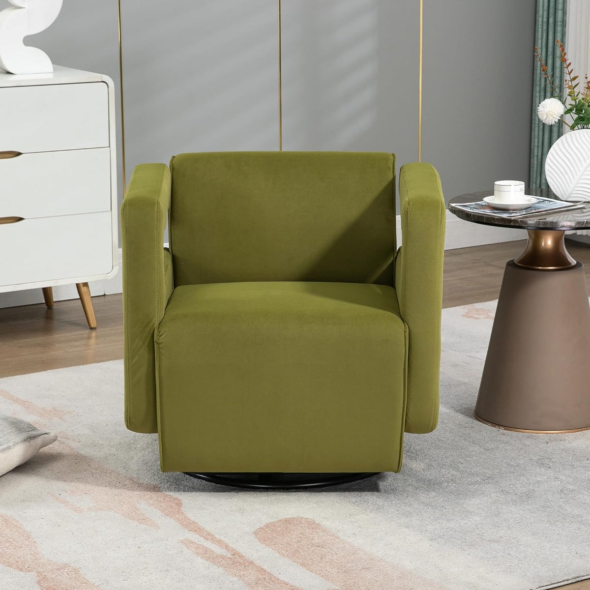 Olive Upholstered Swivel Accent Chair Z174316