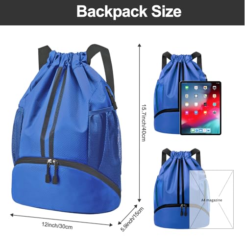 Drawstring Backpack with Shoes Compartment and Wet Proof Pocket S166