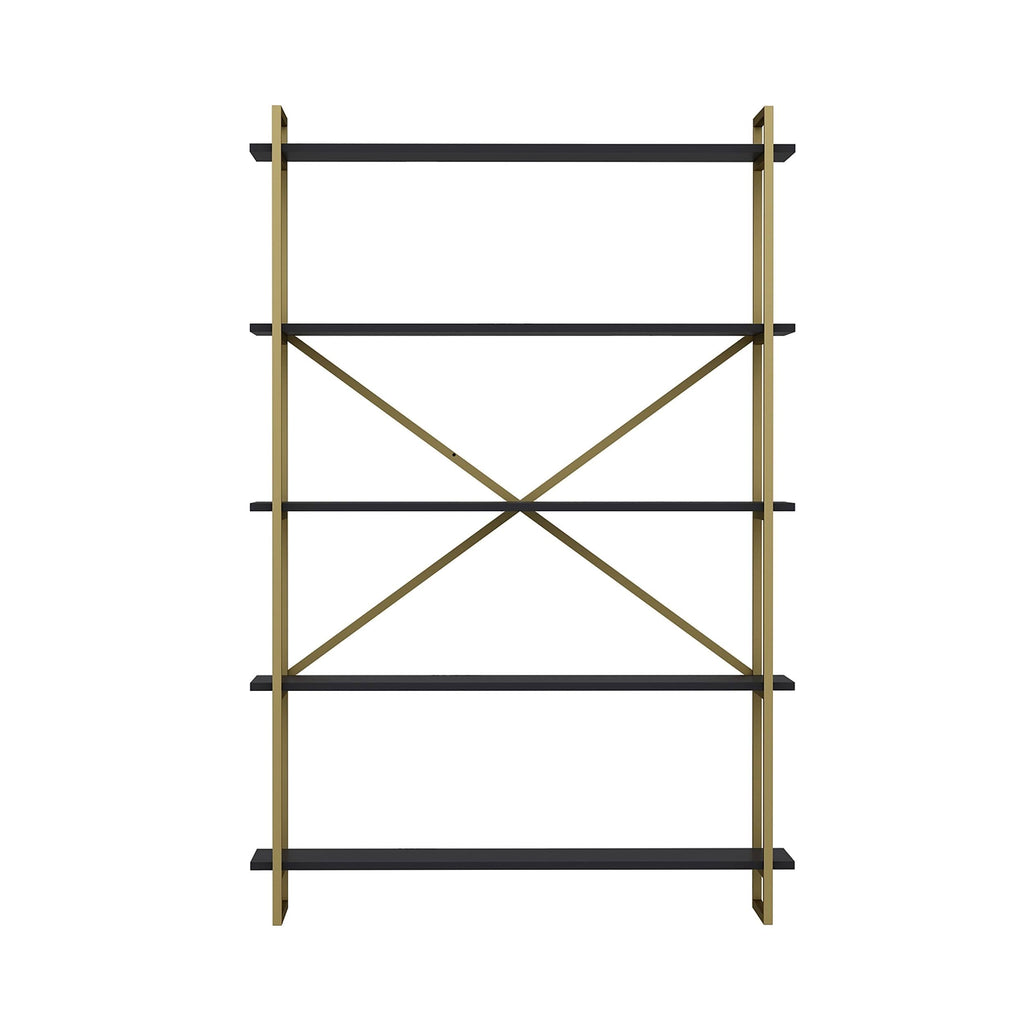 Modern Bookcase Anthracite Gold Y46245
