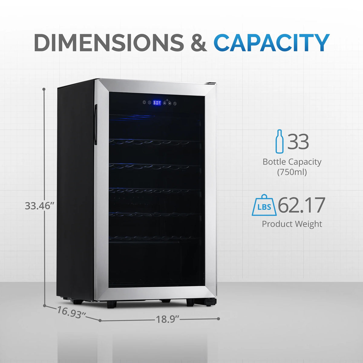 33 Bottle Stainless Steel Compressor Wine Fridge I11953