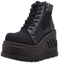 Black Canvas-Vegan Leather Stomp-10 Boots C8874