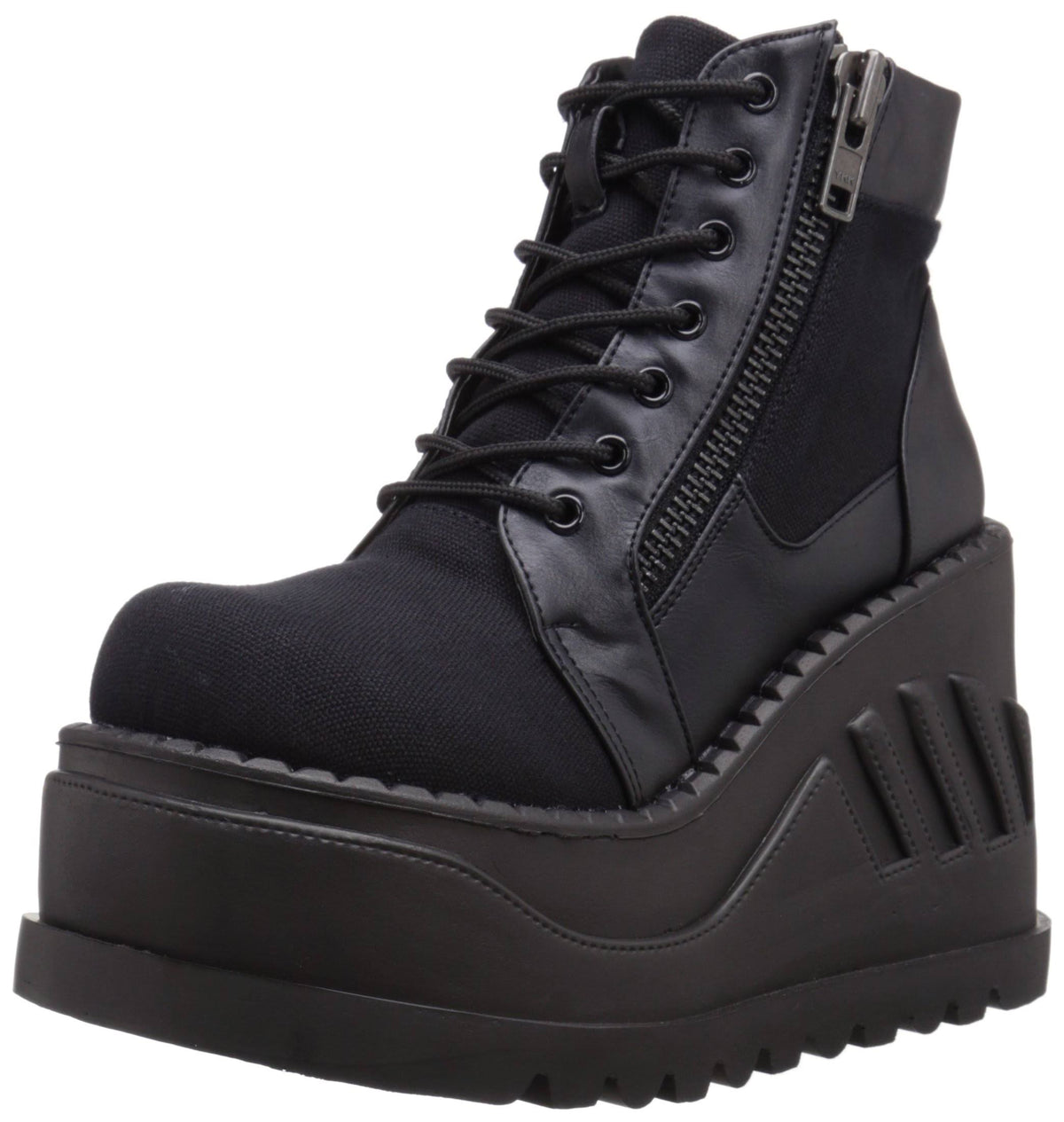 Black Canvas-Vegan Leather Stomp-10 Boots C8874