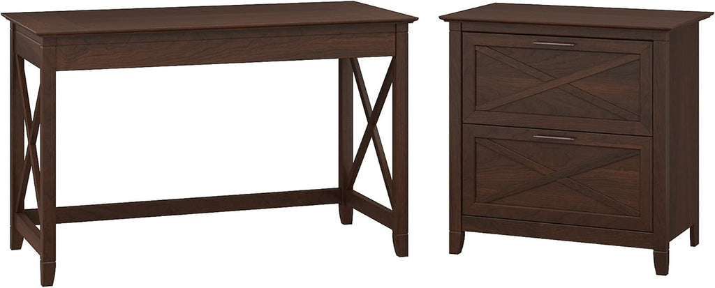 Pure White Oak Writing Desk with 2 Drawer File Cabinet Q448
