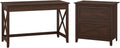 Pure White Oak Writing Desk with 2 Drawer File Cabinet Q448