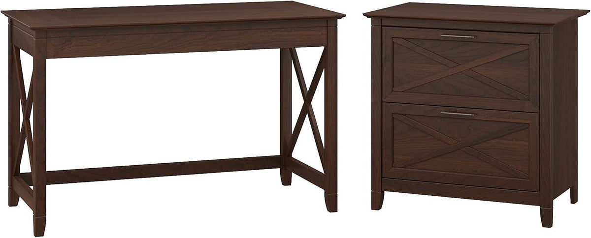 Pure White Oak Writing Desk with 2 Drawer File Cabinet Q448