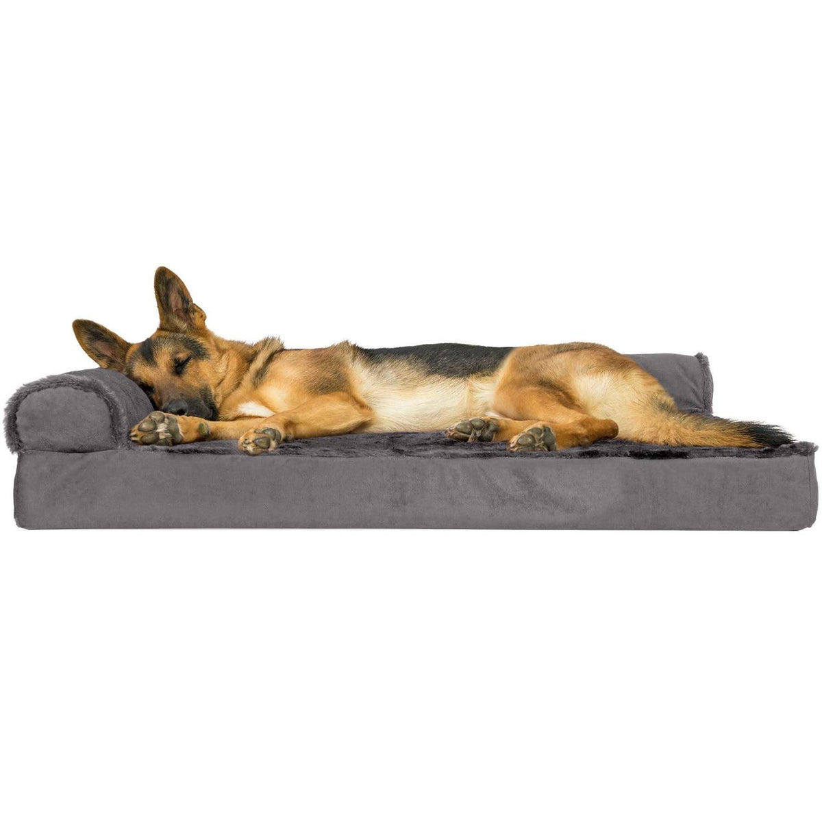 Two-Tone Faux Fur Suede Chaise Lounge Dog Bed P365226