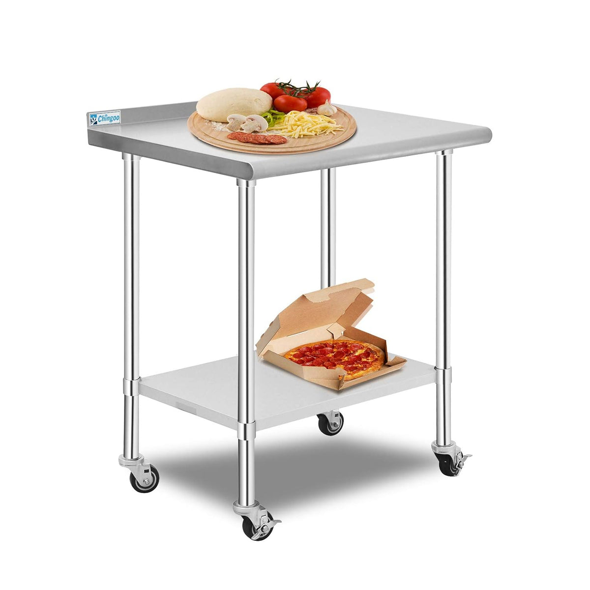 Stainless Steel Table 24x36 Inches with Caster Wheels and Undershelf S834428