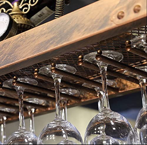 Bronze Metal Wall-Mounted Wine Glass Rack, 80x35cm W164256