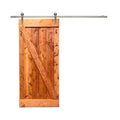 Red Walnut Stained Solid Knotty Pine Wood Interior Sliding Barn Door with Sliding Hardware Kit E5452