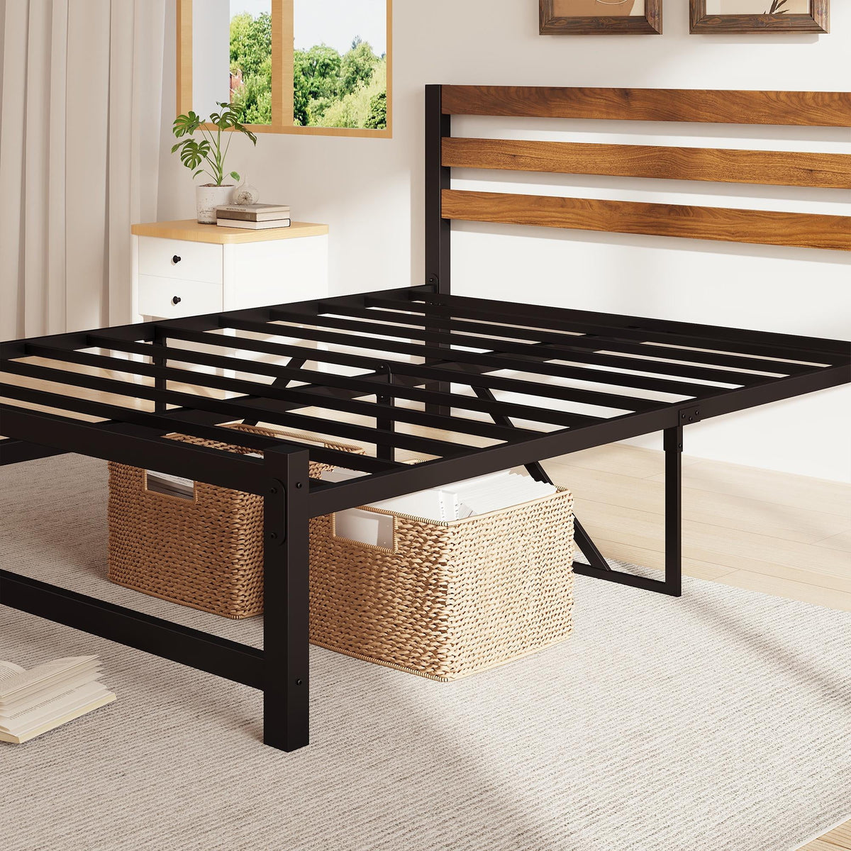 Queen Platform Bed Frame with Headboard H185