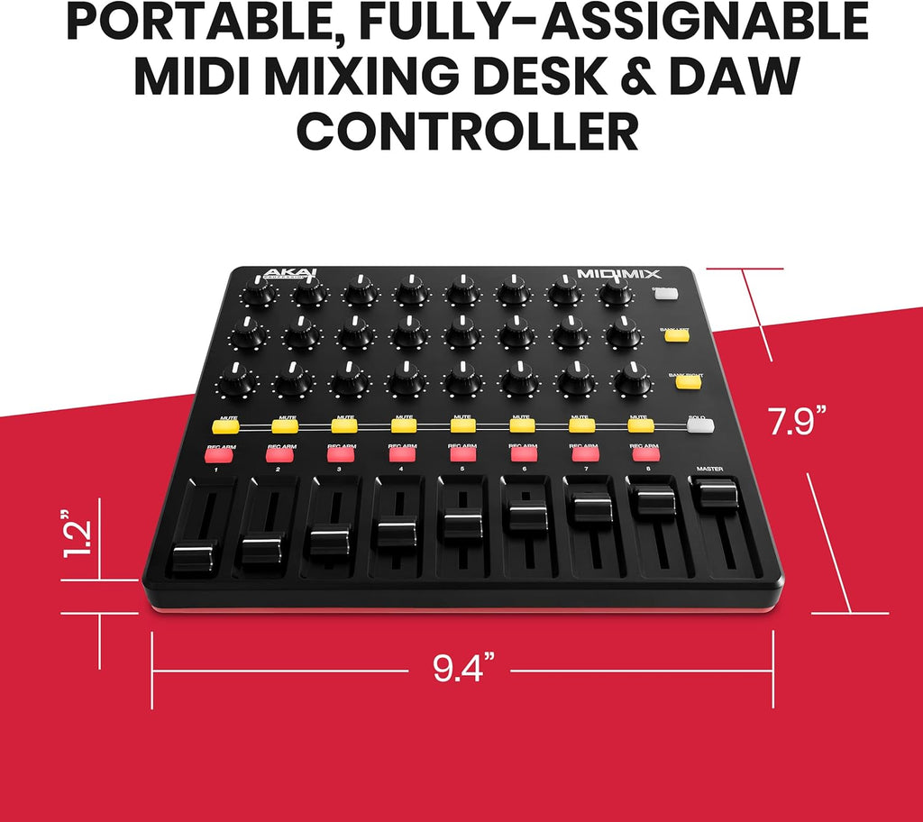 USB MIDI Controller Mixer with Assignable Faders, 24 Knobs, 16 Buttons C50601