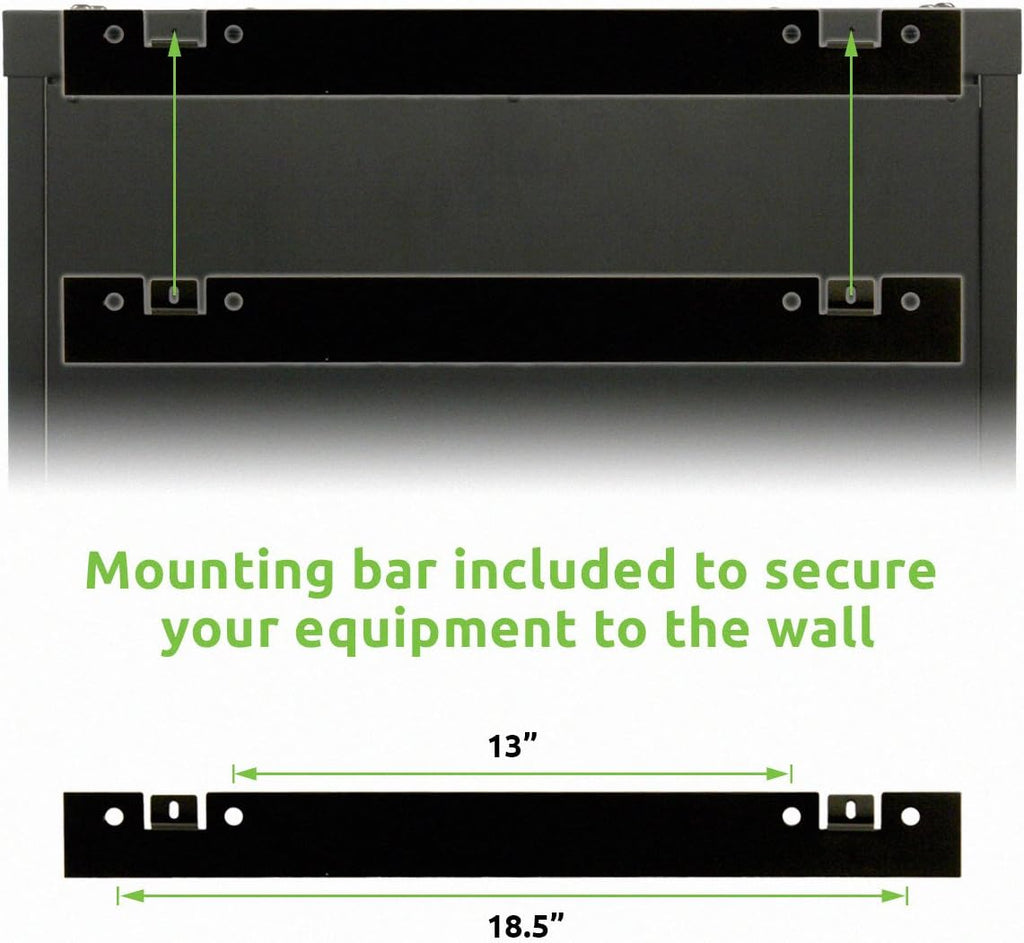 9U 19-Inch Server Network Rack with Locking Glass Door Black V808716