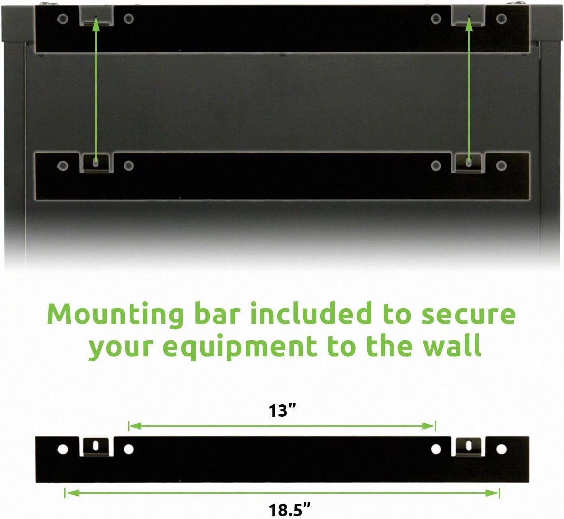 9U 19-Inch Server Network Rack with Locking Glass Door Black V808716