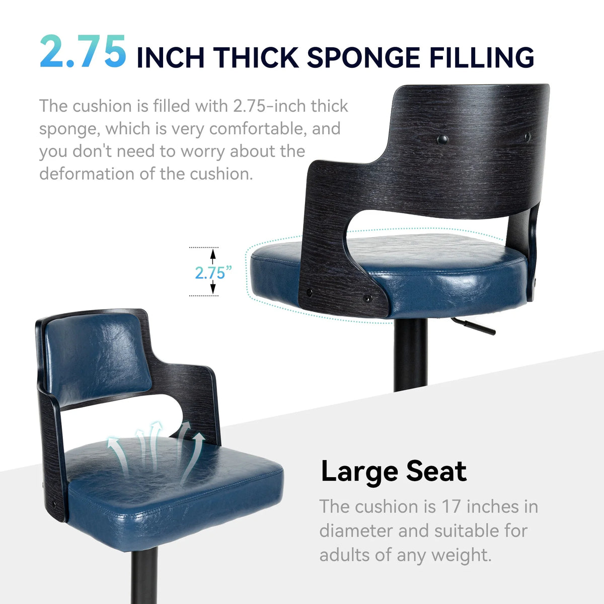 Adjustable Bar Stools with Wood Back Set of 4 O682379