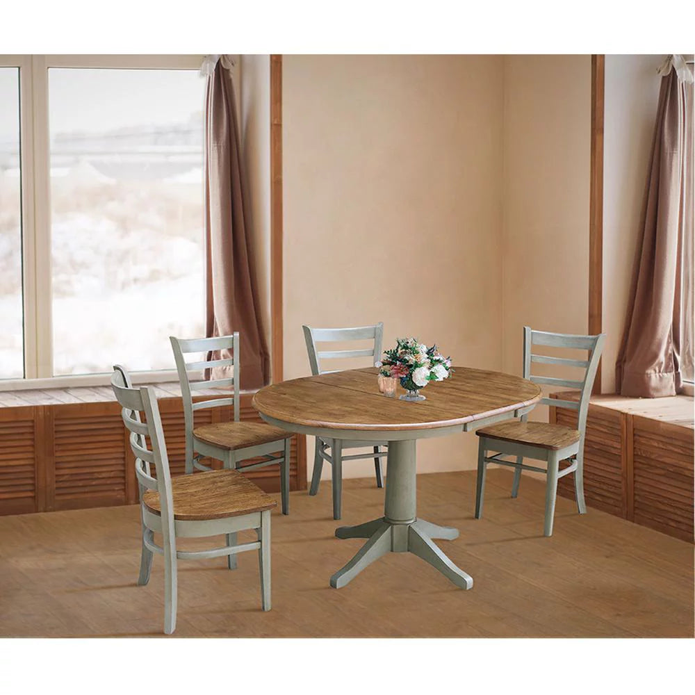 36" Round Solid Wood Extension Dining Table with 4 Chairs B89248