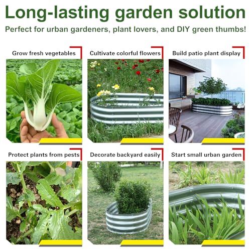 Galvanized Raised Garden Bed Kit, 4x2x1ft Oval Metal Planter B471