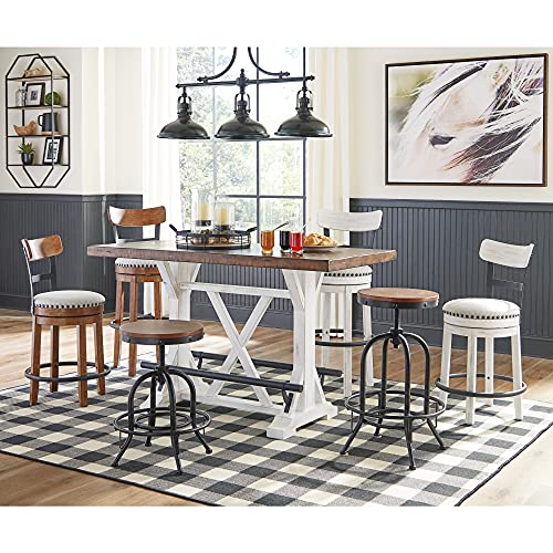 Rustic Farmhouse Counter Height Dining Table, Brown & White R5720