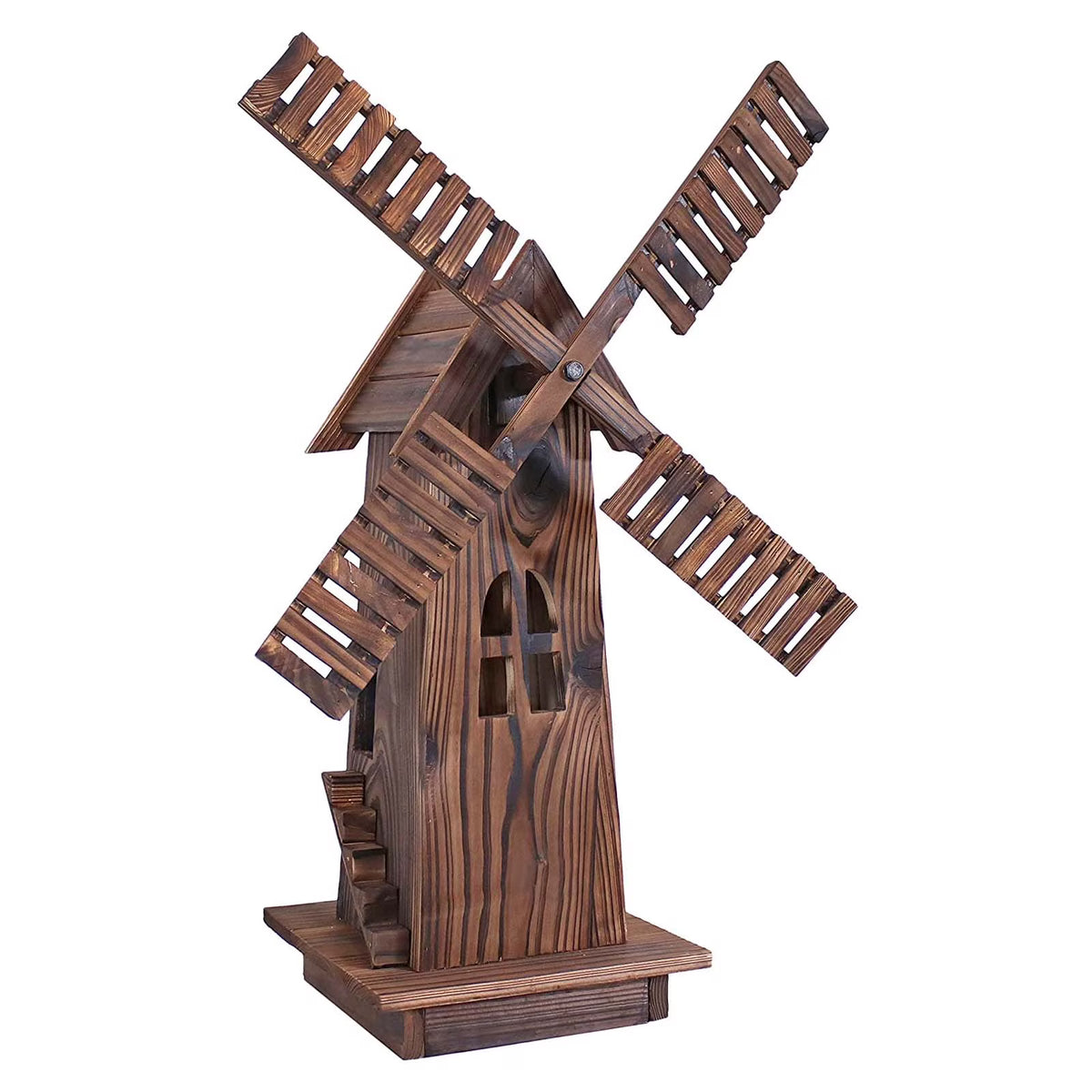 Rustic Brown Wooden Dutch Windmill Sculpture A697