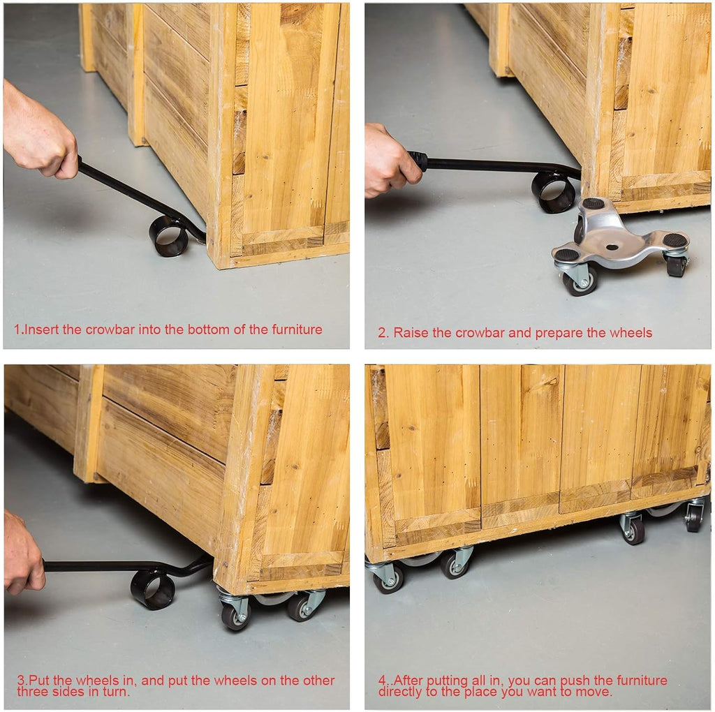 Triangle Iron Furniture Dolly with Universal Wheel 4 Packs (Silver) Q125965