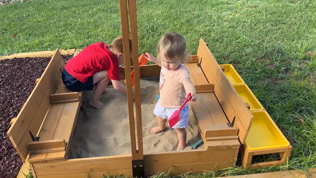 47'' Wooden Sandbox with Lid and Bench K6043
