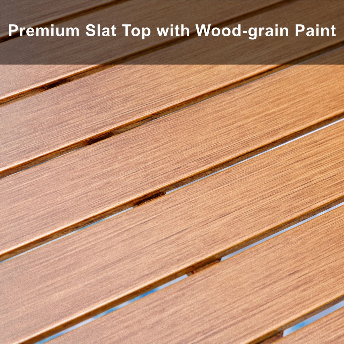 Rectangle Outdoor Dining Table Steel Frame Wood Grain Top D1790