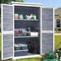 Outdoor Storage Cabinet with 3 Shelves, Double Lockable Wooden Garden Shed with Waterproof Roof C999482