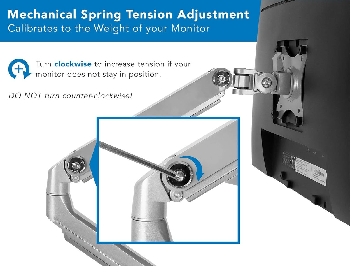 Single Monitor Arm Mount Desk Stand Full Motion Height Adjustable Articulating Mechanical Spring Arm Fits 24 27 29 30 32 Inch VESA Compatible Computer Screen C-Clamp and Grommet Base B51990