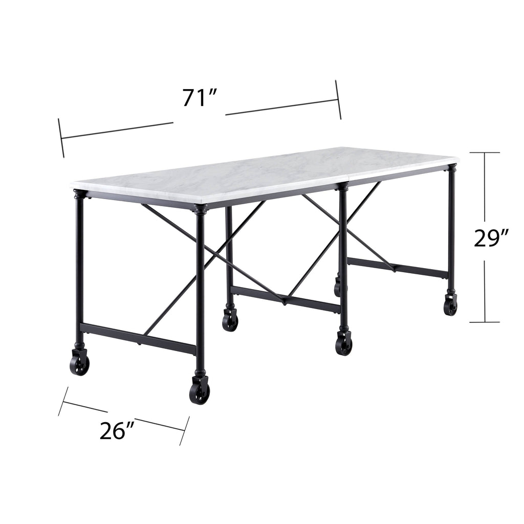 Black Metal 29-inch Kitchen Island Table Y8860