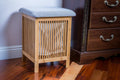 Bamboo Laundry Storage Basket Ottoman 21 Inch Tall Brown and White A719