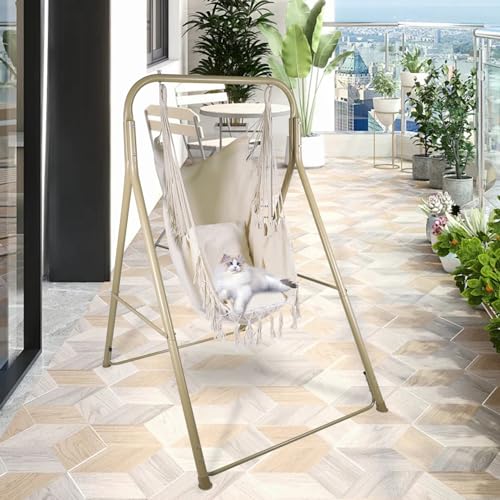Hammock Chair Stand with Hanging Swing Chair, Heavy Duty Steel, Max Load 330 Lbs J45973