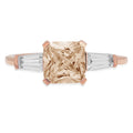 Champagne Simulated Diamond 3 Stone Ring S5412