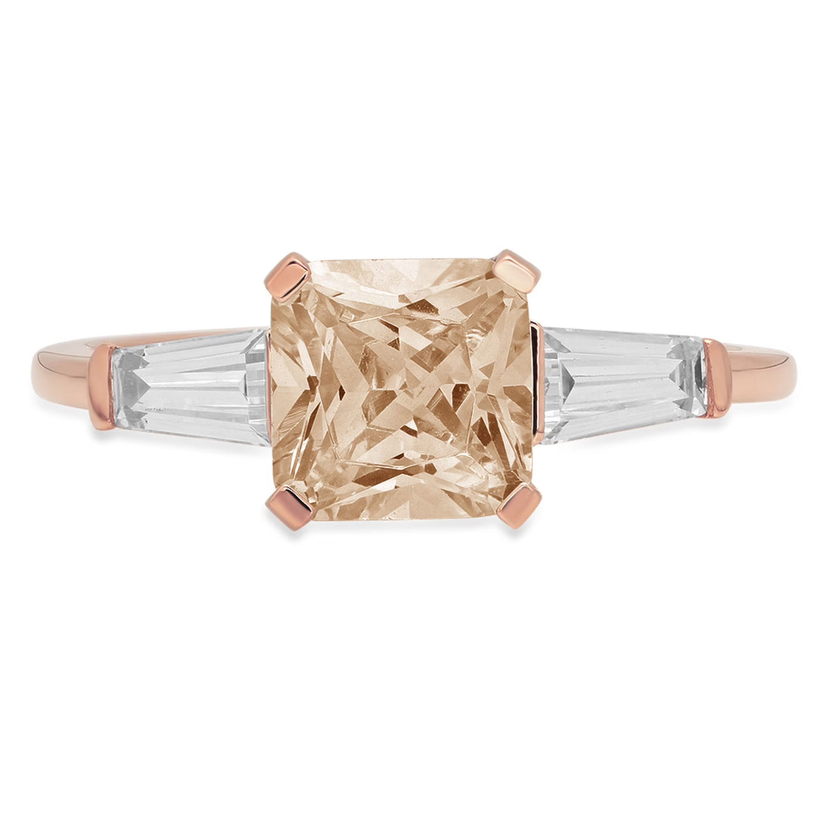 Champagne Simulated Diamond 3 Stone Ring S5412