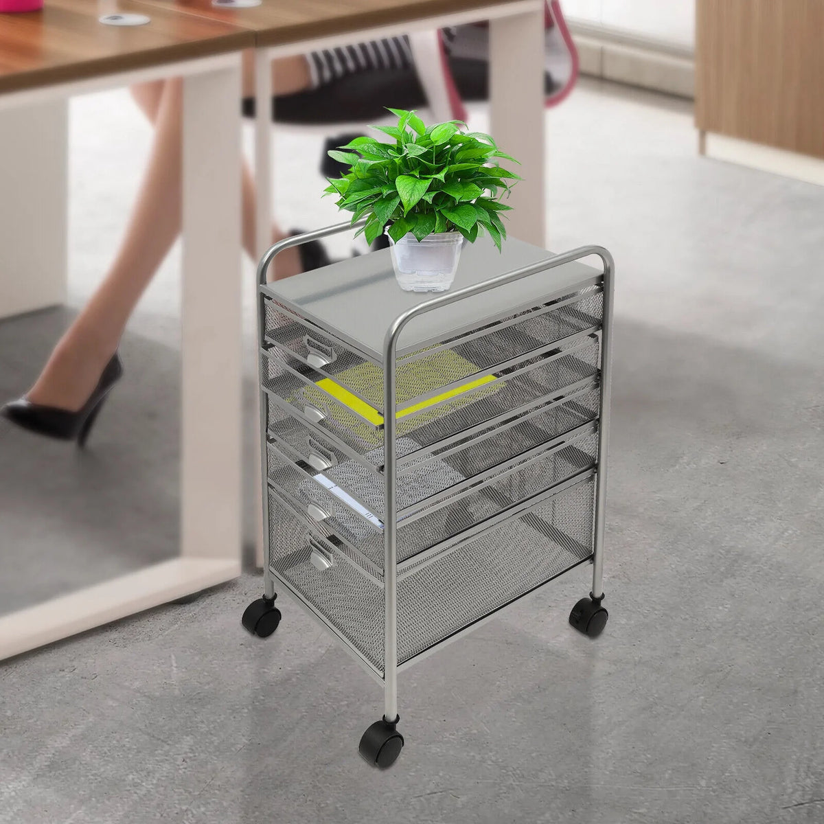 Rolling File Storage Cart with 5 Drawers J45357
