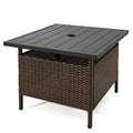 Outdoor Wicker Rattan Coffee Table with Umbrella Insert Hole O46822