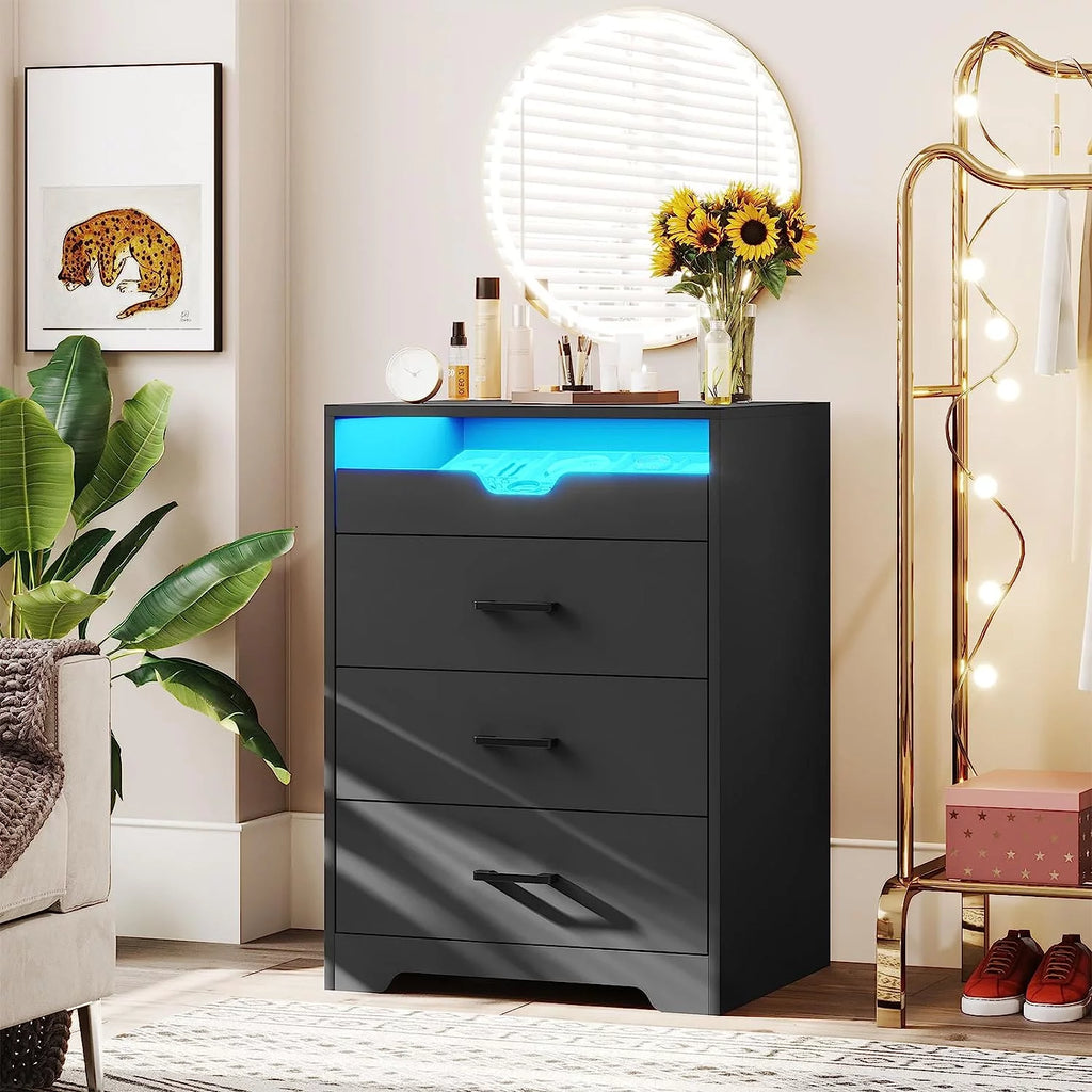 Black 3 Drawer Dresser with LED Lights U44950