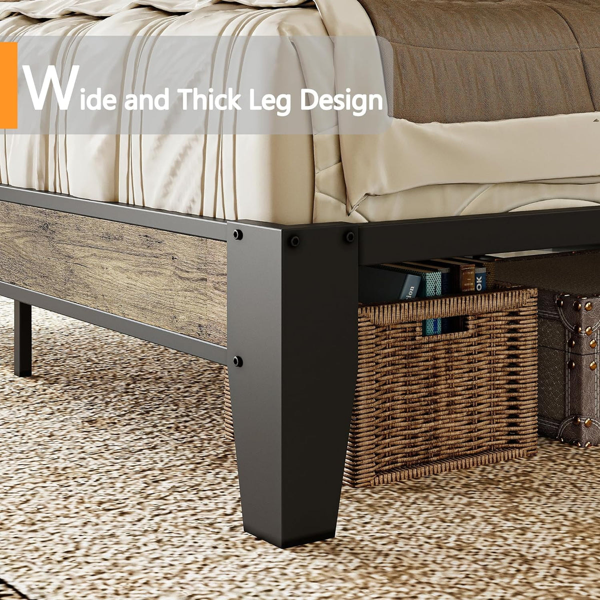 King Bed Frame with Storage Headboard and Charging Station R71304