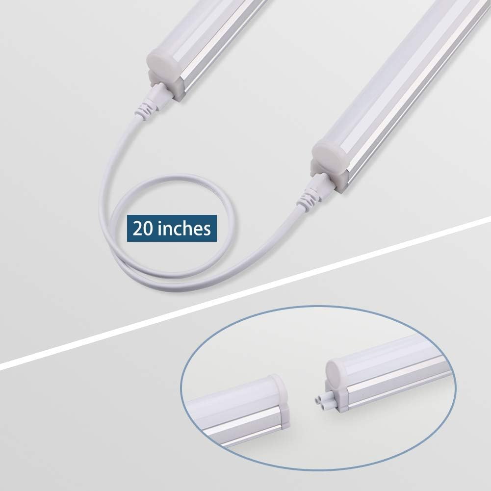 LED T5 Integrated Single Fixture, 4FT, 2200lm, 6500K, 20W, Utility Shop Light Q913