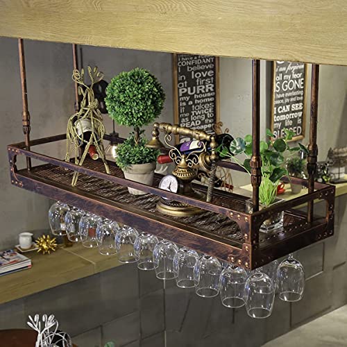 Bronze Metal Wall-Mounted Wine Glass Rack, 80x35cm W164256